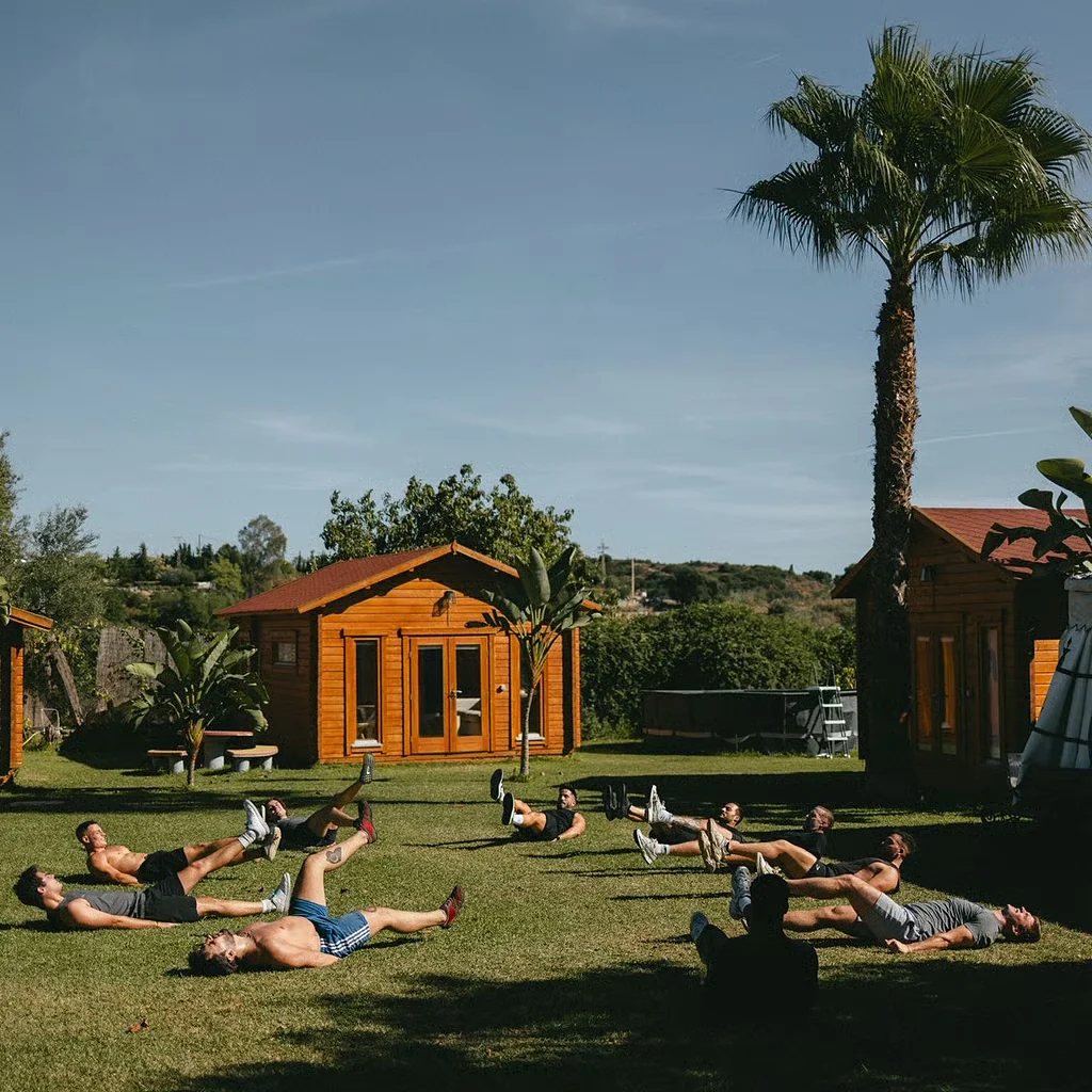 A calm outdoor gathering space beneath the Moroccan tent