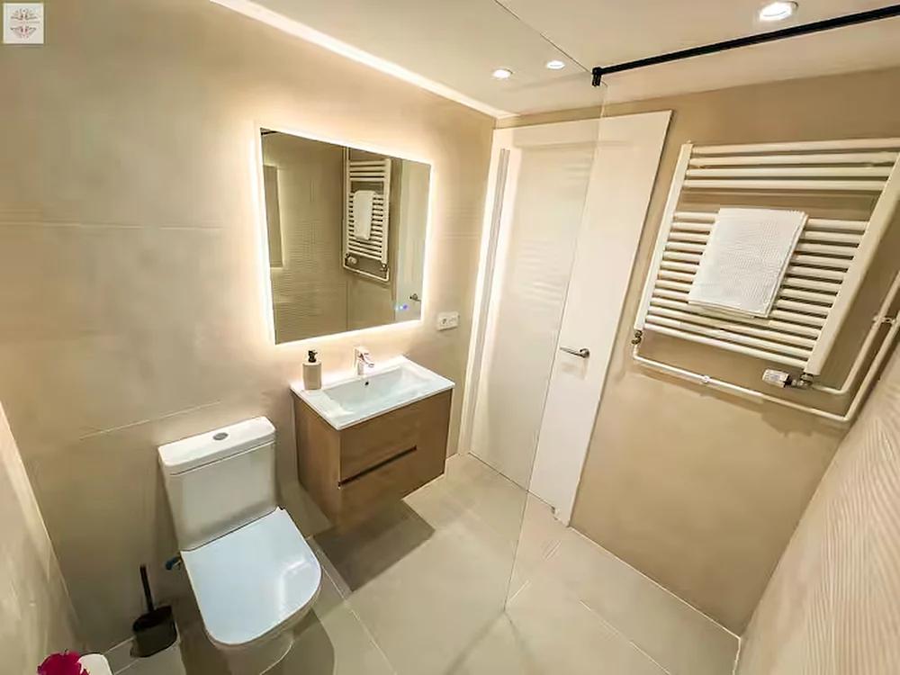 A modern bathroom in the villa